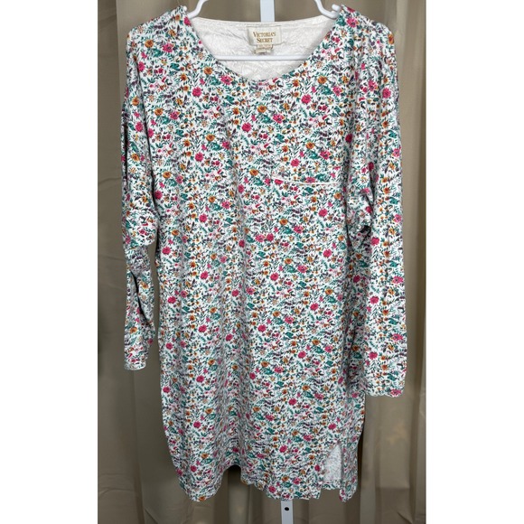 Victoria's Secret Other - Vintage Victoria's Secret Gold Label Floral Cotton Nightshirt Multicolor – L